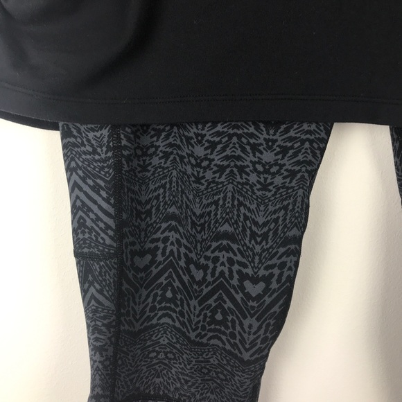 SOLD | Black Skirted Geometric Printed Leggings - Picture 3 of 7